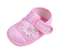Infant Baby Shoes Flower Print Newborn Girls Canvas First Walking Shoes Prewalker Crib Shoes Soft Sole Slip-On Trainers Infant Sneakers Pink