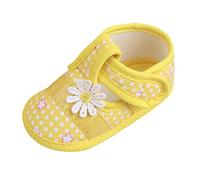 Infant Baby Shoes Flower Print Newborn Girls Canvas First Walking Shoes Prewalker Crib Shoes Soft Sole Slip-On Trainers Infant Sneakers Yellow
