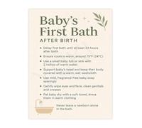 Infant Bath Guide Step by Step Newborn Care Educational Canvas Wall-Art for Nursery Gift(Framed,08x12inch(20x30cm))