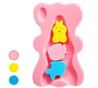 Infant Bath Sponge for Age 1-3Y Comfy Baby Bath Mat Skid Proof Newborn Bath Cushion (Pink)