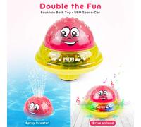 Infant Bath Toy 2 in 1 Electric Induction Water Spray Toy Space UFO Car Toys Creative Rotating Toy with Music and LED Flashing Light