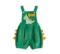 Infant Boy First Birthday Dungarees Dinosaur Embroidery Sleeveless Romper | Skin Friendly Fabric, Adjustable Shoulder Straps are Fitted with Buttons,Square Neck,1st Birthday Clothes