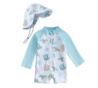 Infant Boys' Beach Swimsuit Long Sleeve Rash Guard, UPF 50+, for Toddler, Yellow #D