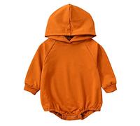 Infant Boys Girls Long Sleeve Solid Pullover Newborn Sweatshirt Bodysuits Toddler Boy Bodysuit Long Sleeve (Orange, 6-9 Months)