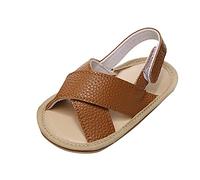 Infant Boys Girls Open Toe Solid Shoes First Walkers Shoes Summer Toddler Flat Sandals Slide Sandals Size 3 (Brown, 6 Toddler)