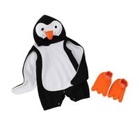 Infant Boys Girls Penguin Cosplay Romper Soft Fleece Hooded Jumpsuit Baby Bodysuit with Shoes Warm Winter Costume Outfit for Newborn Toddler Christmas Fancy Dress Clothes 0 to 24 (Black, 6-12 Months)