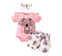 Infant Boys Girls Short Sleeve Cartoon Prints Romper Bodysuit Shorts Outfits Girls Dress 7 8 Red