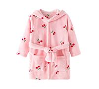 Infant Boy's Hooded Bathrobe Toddler Kids Hoodies Dressing Gowns Children‘s Soft Plush Flannel Fleece Bath Robe Kids Cartoon Dinosaur Print Pajamas After Shower or Sleepover Party (Pink, 2-3 Years)