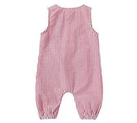Infant Boys Jumpsuit Newborn Baby Girl Striped Romper Sleeveless 1 Piece Button Jumpsuits Cotton Linen Christmas Xmas Gifts Red