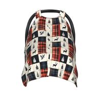 Infant Car Seat Cover Baby Carseat - Soft Christmas Elk Plaid Print Breastfeeding Nursing Cover, Breathable Comfy Baby Essentials Stroller Blanket Car Seat Canopy Accessories for Babies
