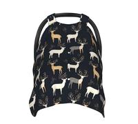 Infant Car Seat Cover Baby Carseat - Soft Elk Gray White Khaki Print Breastfeeding Nursing Cover, Breathable Comfy Baby Essentials Stroller Blanket Car Seat Canopy Accessories for Babies