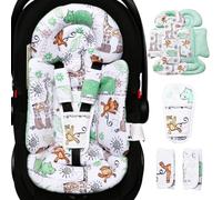 Infant Car Seat Insert, Enlarged Head Support for Baby Carseat, Reversible Newborn Insert with 3 Strap Covers, 2-in-1 Baby Car Seat Cushion for Stroller, Swing, Bouncer, Rocker - Blue Giraffe