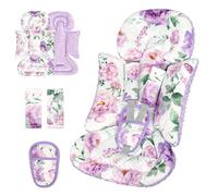 Infant Car Seat Insert, Soft Baby Car Seat Head & Body Support for Girl Boy, Reversible Newborn Preemie Carseat Insert Cushion with 3 Straps Pads Fits CarSeat, Stroller, Swing, Bouncer, Purple Floral