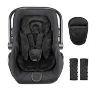Infant Car Seat Insert with 3 Strap Covers, 3 in 1 Reversible Floral Baby Car Seat Head Support for Newborn, 3D Soft Carseat Cushion for Preemie to Infant, Stroller, Swing, Black
