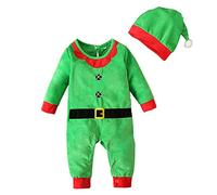 Infant Christmas Outfit,Baby Girl 1St First Birthday Outfit Boys and Girls Hooded Rompers Sleeveless Bodysuit Baby Costumes Fancy Dress Kids Xmas Hat Winter Clothes (Green#2,18-24 Months)