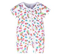 Infant Double Zipper Romper - Short Sleeve Print, Crawl Bodysuit, for Baby Boy 6-12M, Shark Print#G