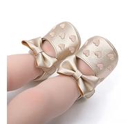 Infant Dress Shoes, Exquisite Heart Shaped Pattern Elegant Lovely Gold Baby Bow Shoes for Toddler for Home (Inner Length 4.7in 6-12M)