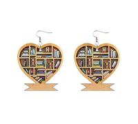 Infant Earrings with Safety Clasp, Book Lover Heart Shaped Bookshelf Earrings, Acrylic Ornament, Flower Stud Earrings for, one size, Acrylic, No Gemstone