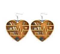 Infant Earrings with Safety Clasp, Book Lover Heart Shaped Bookshelf Earrings, Acrylic Ornament, Flower Stud Earrings for, one size, Acrylic, No Gemstone