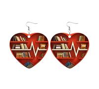 Infant Earrings with Safety Clasp, Book Lover Heart Shaped Bookshelf Earrings, Acrylic Ornament, Flower Stud Earrings for, one size, Acrylic, No Gemstone