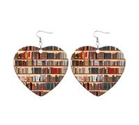 Infant Earrings with Safety Clasp, Book Lover Heart Shaped Bookshelf Earrings, Acrylic Ornament, Flower Stud Earrings for, one size, Acrylic, No Gemstone