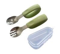 Infant Feeding Utensils Soft Silicone Handle Easy Grip for & Spoon with Storage Box for Little Hands Learning to Eat Dishwasher Safe Baby Cutlery