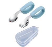 Infant Feeding Utensils Soft Silicone Handle Easy Grip for & Spoon with Storage Box for Little Hands Learning to Eat Ergonomic Baby Feeding Set