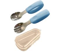 Infant Feeding Utensils Soft Silicone Handle Easy Grip for & Spoon with Storage Box for Little Hands Learning to Eat Silicone Handle Baby Fork and Spoon