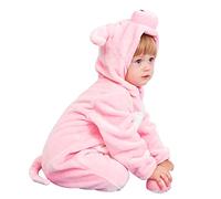 Infant Fleece Romper Solid Flannel Zipper Jumpsuits Hooded Footed Rompers Long Sleeve Shaped Footies Winter Warm Comfortable Bodysuit Outfits Toddlers Clothes for 0-12 Months