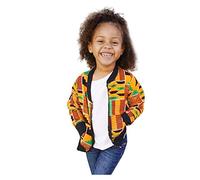 Infant Girls African Dashiki Jacket Coat Toddlers Ethnic Style Non-Positioned Print Long Sleeve Ethnic Wear Coat African Kids Jacket Toddler Boy Warm Spring Dashiki Outwear (Yellow, 2-3 Years)