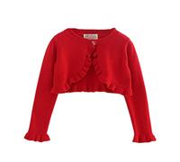Infant Girls Long Sleeve Cardigan Shawl Children Kids Ruffle Bolero Shrug Solid Knit Sweater, 100, Red, 2-3 Years