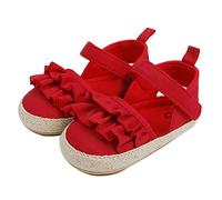 Infant Girls Ruffles Shoes First Walkers Shoes Summer Toddler Flat Sandals Toddler Girl Size 9 Sandals (Red, 11 Infant)