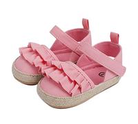 Infant Girls Ruffles Shoes First Walkers Shoes Summer Toddler Flat Sandals Toddler Girl Size 9 Sandals (Pink, 11 Infant)