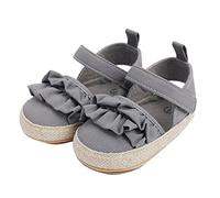 Infant Girls Ruffles Shoes First Walkers Shoes Summer Toddler Flat Sandals Toddler Girl Size 9 Sandals (Grey, 11 Infant)