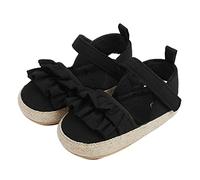 Infant Girls Ruffles Shoes First Walkers Shoes Summer Toddler Flat Sandals Toddler Girl Size 9 Sandals (Black, 12 Infant)