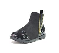 Infant Girls Winter Ankle Boots Zip Up Design Patent Toe Faux Leather Look Chelsea Boots, Warm Lightweight Non Slip Sole School Booties UK Size 5-9