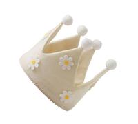 Infant Growth Photo Crown Hat, Cream, Soft, Small Chrysanthemum | Rounded Plush Tips with Floral for Newborn Photos and Birthday Party Decor Growth Pictures