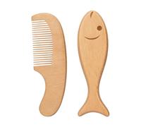 Infant Hair Care Essentials with Wooden Comb and Brush Set, Rounded Beech Wood Grooming Pair for Daily Routine, Nursery Care, and After Bath Grooming Newborn Set Infant Hair Wooden Baby Comb Baby Bath