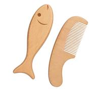 Infant Hair Care Essentials with Wooden Comb and Brush Set | Rounded Beech Wood Grooming Pair for Daily Routine, Nursery Care, and After Bath Grooming