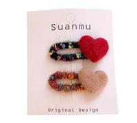 Infant Hair Clips Made From Felt Heart Shaped Colorful Soft Comfortable Hair Tie Safe Structure Felt Heart Clips