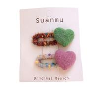 Infant Hair Clips Made From Felt Heart Shaped Colorful Soft Comfortable Hair Tie Safe Structure Lightweight Clips