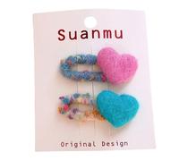 Infant Hair Clips Made From Felt Heart Shaped Colorful Soft Comfortable Tie Safe Structure Infant Clips