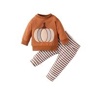 Infant Halloween Outfit Baby 12 Months Summer Newborn Toddler Boys Girls Long Sleeve Halloween Pumpkin Print Tops and Pants Child Kids 2PCS Set% Outfits Toddler Fall Outfits for(Brown, 3-6 Months)