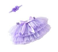Infant Newborn Toddler Baby Girls Soft Fluffy Tutu Skirt Solid Bowknot Party Carnival Mesh Tulle Tutu Skirt with Hairband Baby Blankets Floral (Purple, M)