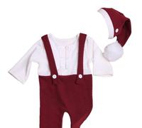 Infant Old Man Costume Set Cotton Photography Clothes with Adjustable Straps Baby' First Christmas Photoes Set Present