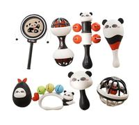 Infant Panda Rattle Maracas Toy Hand Eye Coordination Motor Skill Improve Multiuse for Nursery Decors 3/4/6/8PCS
