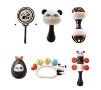 Infant Panda Rattle Maracas Toy Hand Eye Coordination Motor Skill Improve Multiuse for Nursery Decors 3/4/6/8PCS