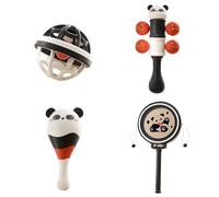 Infant Panda Rattle Maracas Toy Plastic Craft Hand Eye Coordination Motor Skill Improvement Multiuse for Nursery Decors 3/4/6/8pcs Hand Eye Coordination Toy