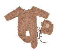 Infant Photography Props Berber Fleece Hat Jumpsuit Photostudio Posing Wear Baby Romper Newborn Shower 2PCS