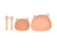 Infant Plate with Suction Cup Baby Silicone Plate Fork Spoon Set of 3 Complete for Home (Bowl Plate Silicone Fork Spoon)